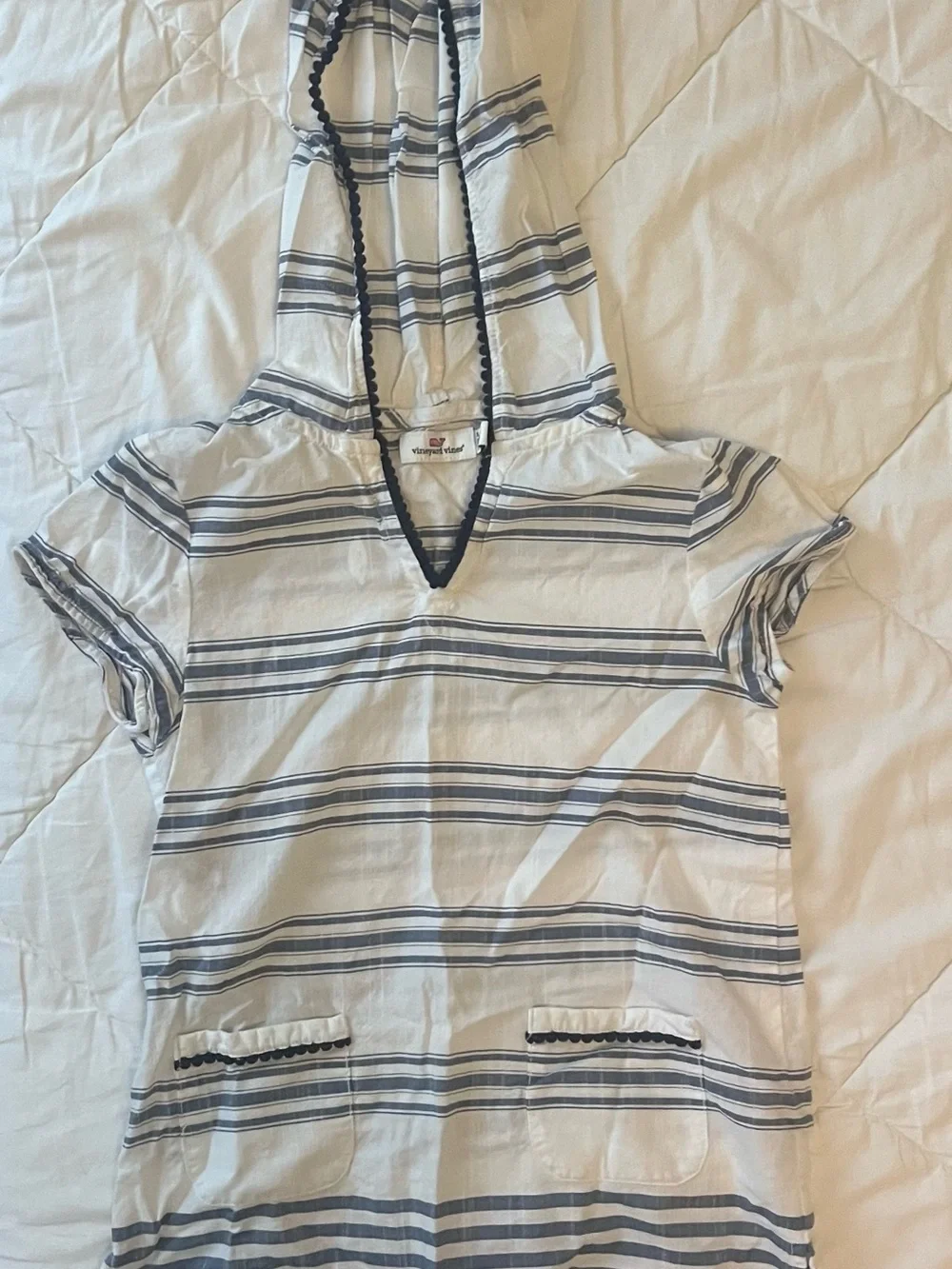 Vineyard vines Striped beach cover up - White & Navy kids xs